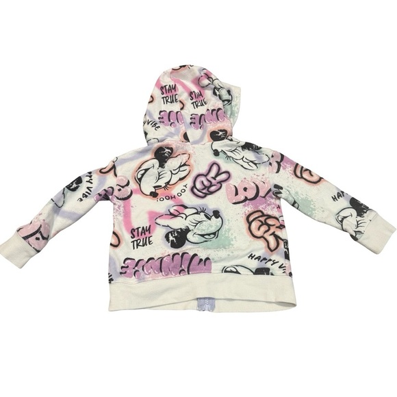Minnie Mouse Girls Graffiti Streetwear Zip Up Hoodie Size 2T - Picture 3 of 3
